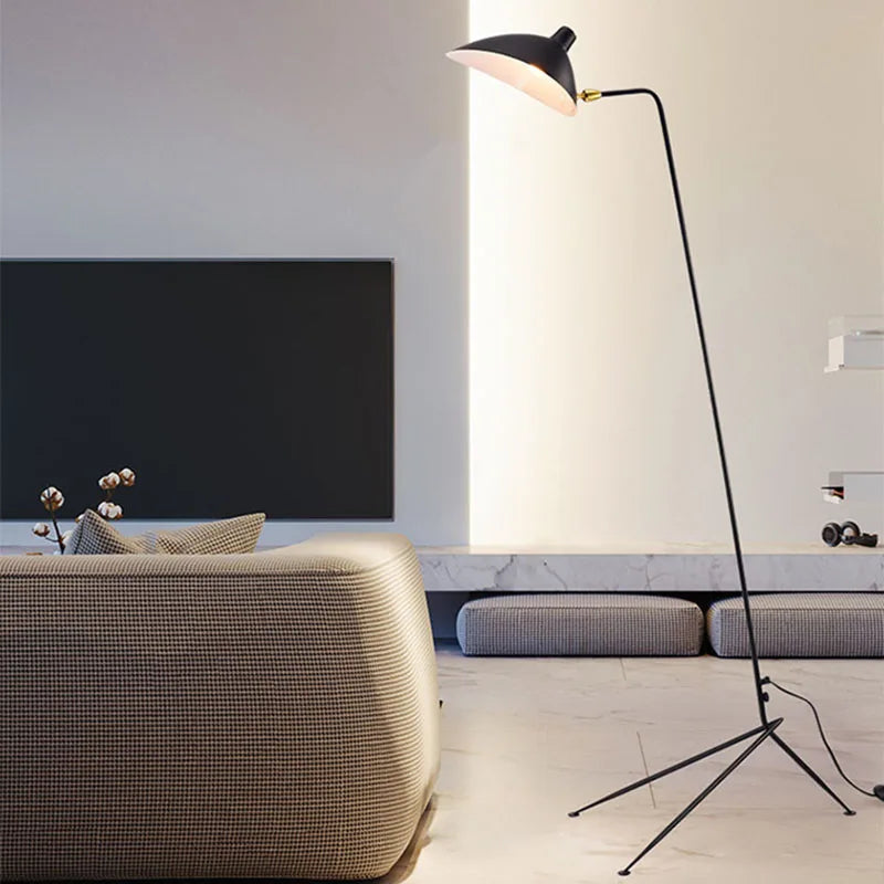 Afralia™ Black Metal Floor Lamp, Rotatable Lampshade for Parlor Bedroom Reading Lighting.