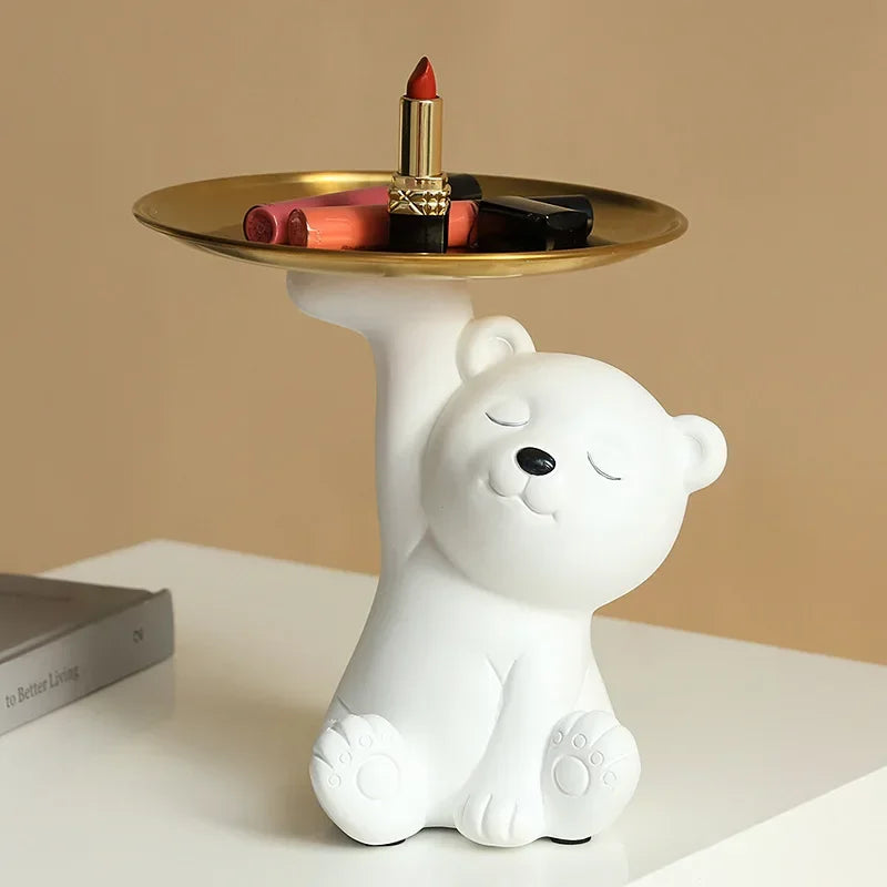 Afralia™ Bear Figurine Resin Sculpture Home Decor Storage Box Living Room Ornaments