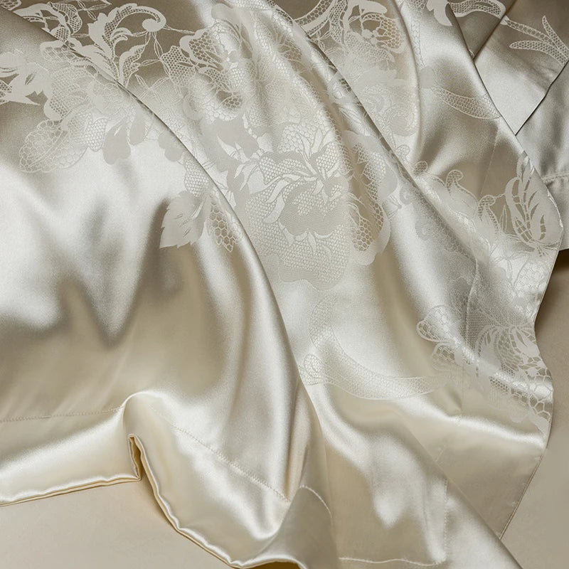 Afralia™ Silk Jacquard Cotton Luxury Bedding Set with Duvet Cover, Sheets & Pillowcases