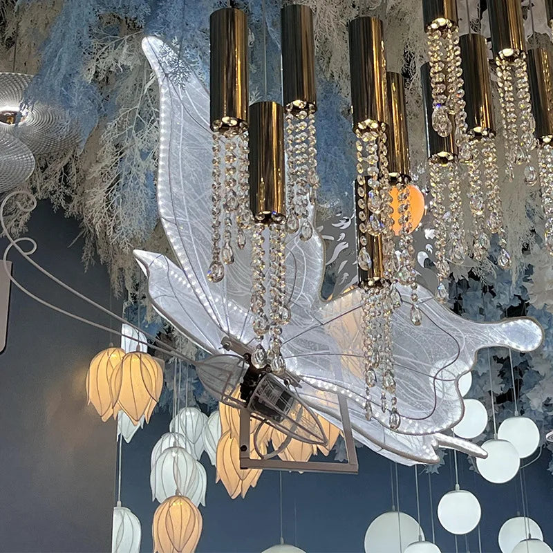 Afralia™ LED Butterfly Wing Lace Hanging Lamps for Romantic Decoration and Party Lights