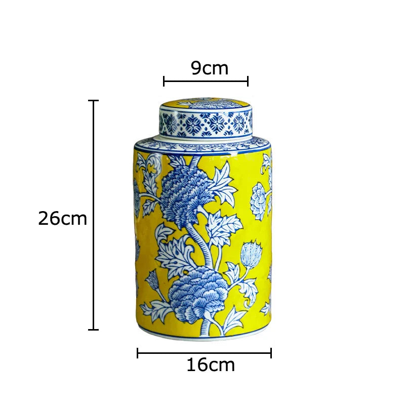 Afralia™ Pomegranate Pattern Blue White Porcelain Vase Flower Pot Room Decor