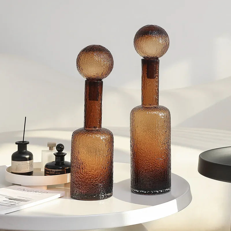 Afralia™ Clear Glass Vase with Lid, Home Decor, Aromatherapy Bottle & Candle Holder