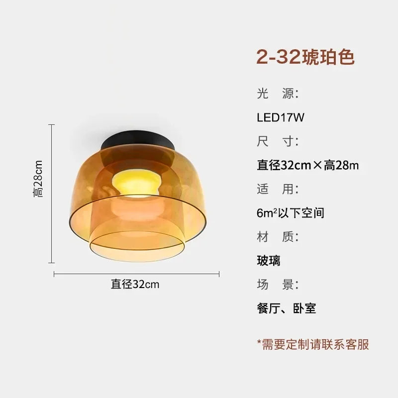 Afralia™ Glass LED Ceiling Light in Amber/Gray/Green - Modern Indoor Lighting for Various Spaces