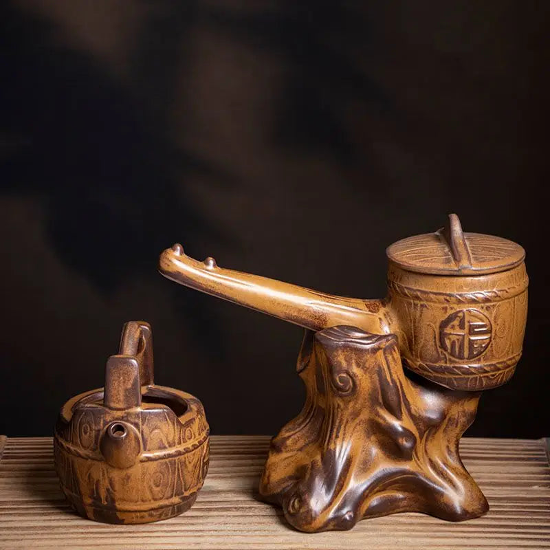 Afralia™ Ceramic Kung Fu Tea Set: High-End, Retro, Anti-Scalding, Easy Home Brewing