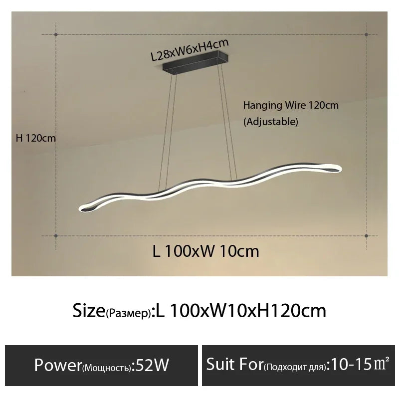 Afralia™ Wave Chandelier: Modern Nordic Design Pendant Light for Dining Table, Bar, or Office