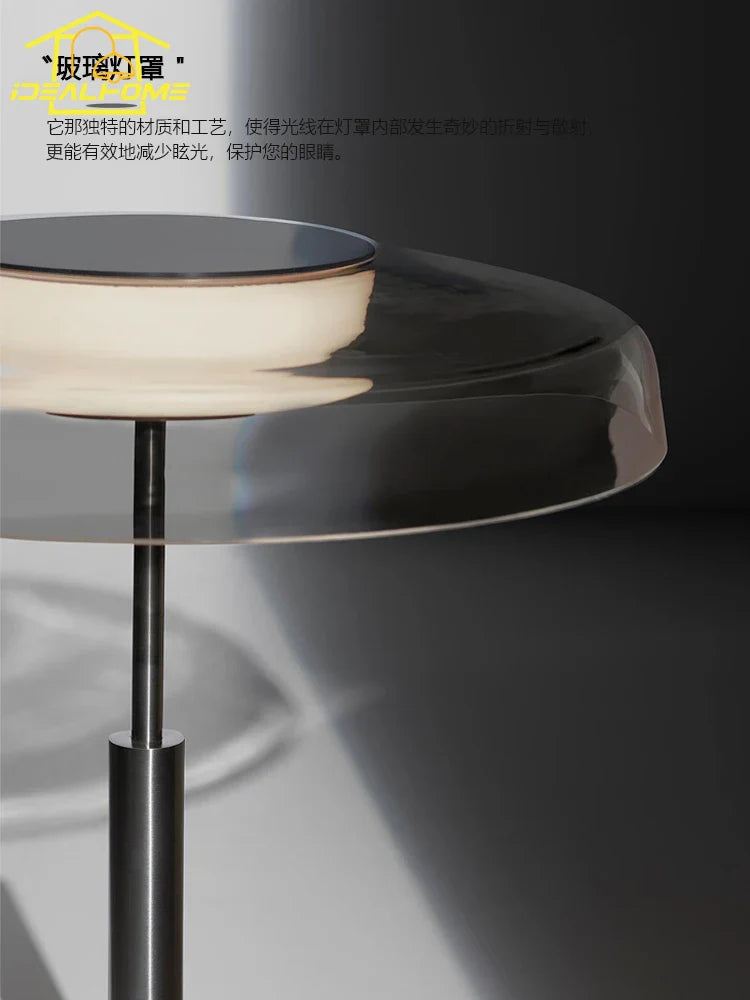 Afralia™ DORA Glass Table Lamp Touch LED Decorative Desk Light Red/Gray Bedroom Living