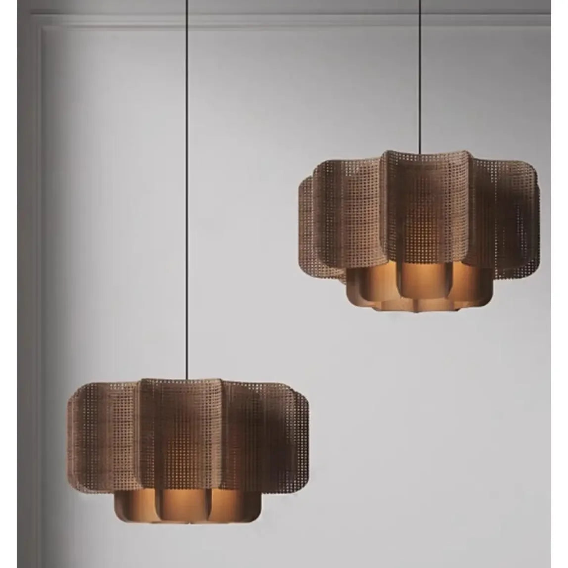 Afralia™ Vintage Woven Rattan Chandelier for Home Tea Room Bar Counter
