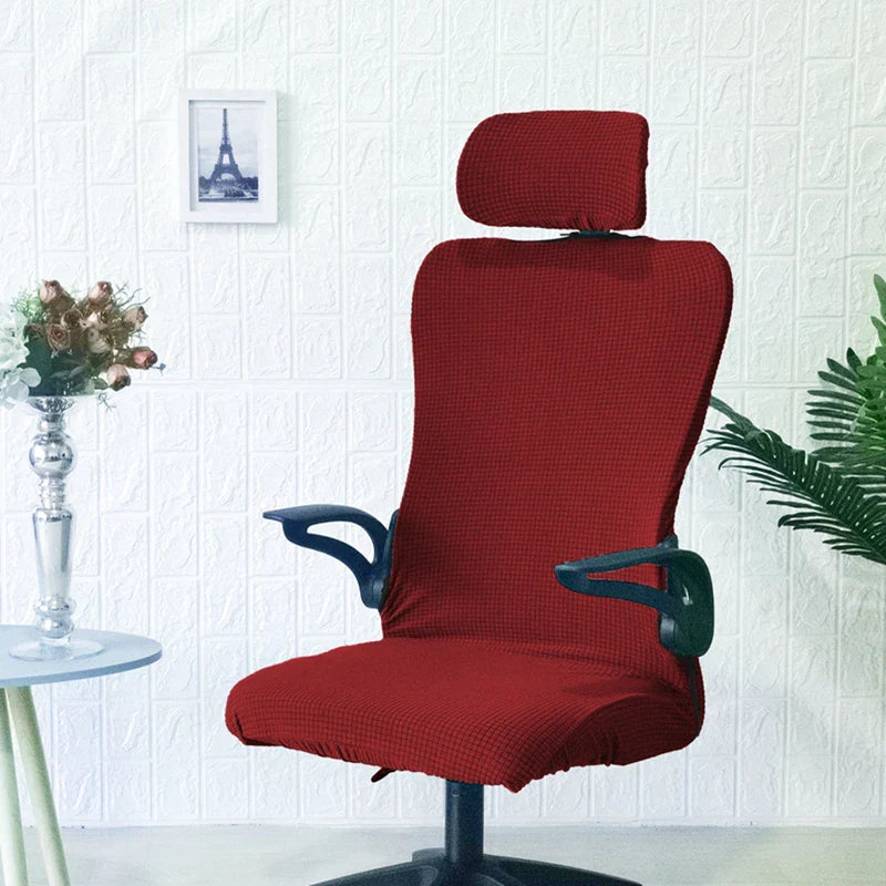 Afralia™ Waffle Grid Chair Cover | Solid Color Fleece Seat Case | Waterproof & Stretch_office Home Chair Protector