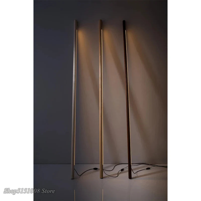 Afralia™ Luxury Walnut Wood Floor Lamp: Minimalist Nordic LED Standing Light