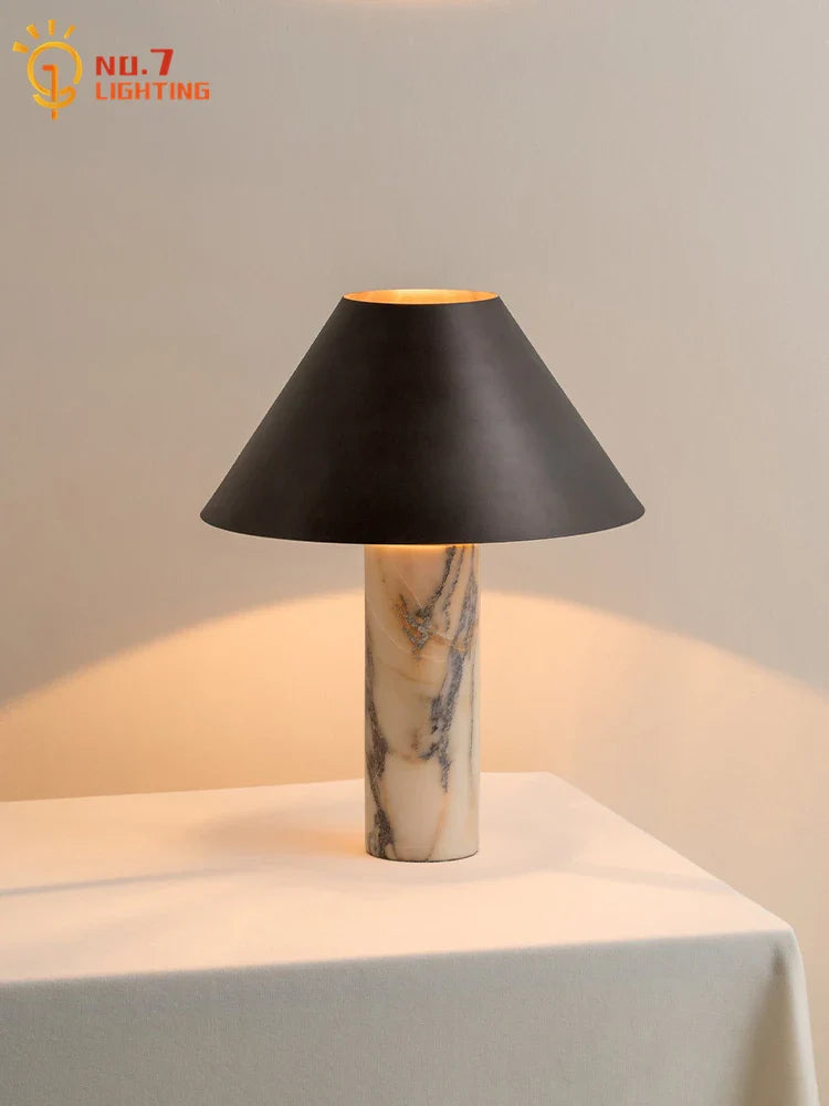 Afralia™ Marble Stone Table Lamp LED E27 Minimalist Modern Desk Light