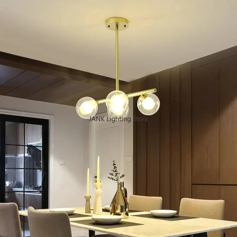 Afralia™ Glass Ball Chandelier - Modern LED Pendant Lamp for Home Decor