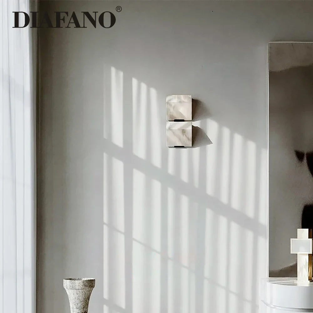 Afralia™ Marble Copper Wall Lamp: Modern Stone LED Sconce for Bedroom Living Room