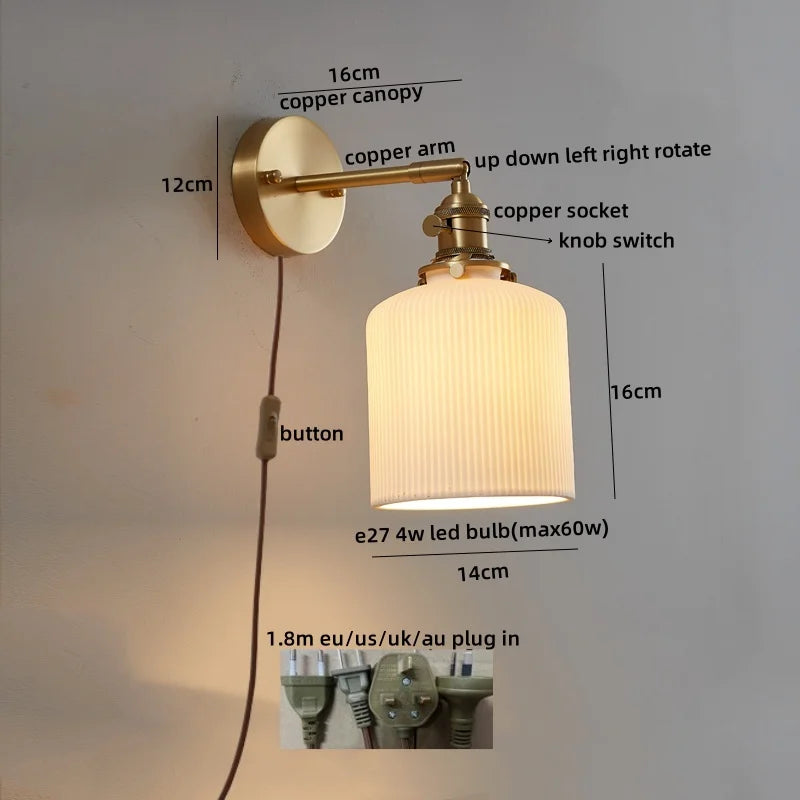 Afralia™ Nordic LED Wall Sconce Pull Chain Switch | Modern Bedroom Living Room Stair Light Fixtures