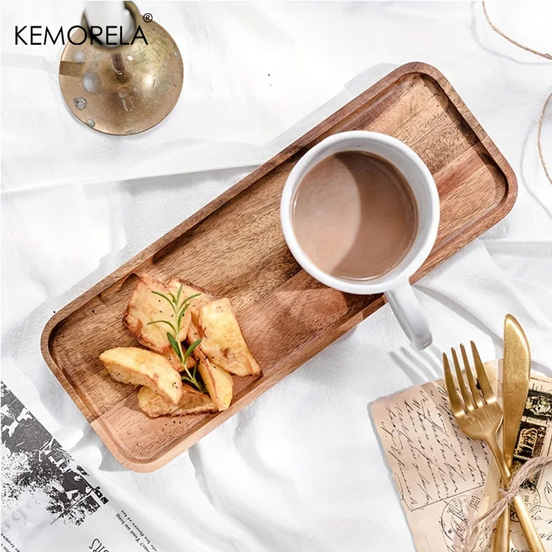 Afralia™ Acacia Wood Coffee Tray | Versatile Food Serving Tray for Desserts and Tea