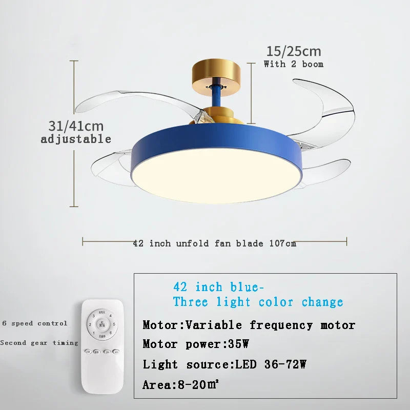 Afralia™ Modern 2025 LED Ceiling Fan with Remote Control and Rechargeable Silent Operation