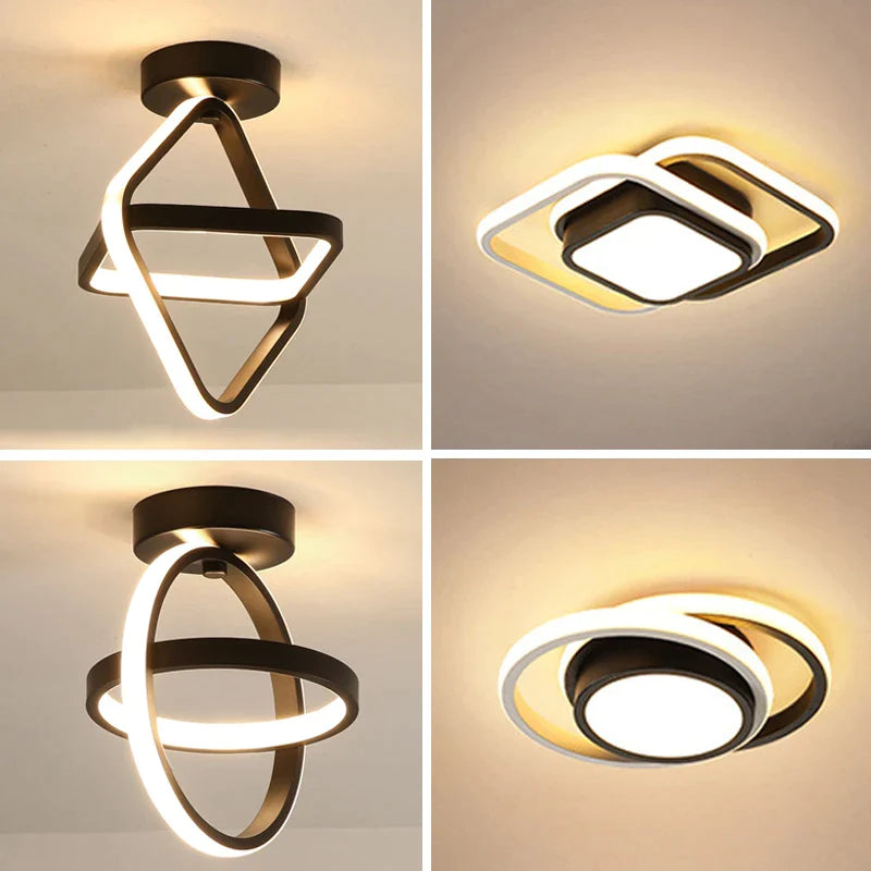 Afralia™ Modern 2-Ring LED Ceiling Light for Hallways, Offices, and Balconies