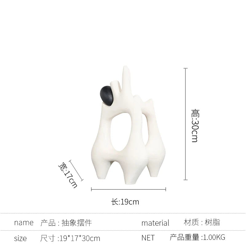 Afralia™ Golden Ring Black and White Striped Abstract Resin Figurines Home Decor