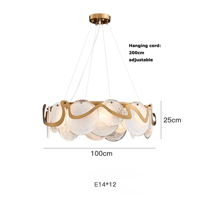 Afralia™ Gold Glass LED Chandelier Lighting for Modern Nordic Living Room Decor