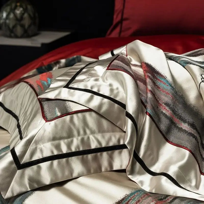 Afralia™ Luxe Brocade Jacquard Bedding Set with Egyptian Cotton & Embroidery