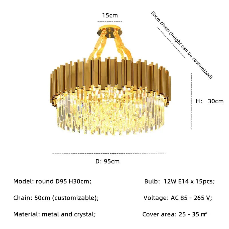 Afralia™ Gold Crystal LED Pendant Lights for Dining Room - Stunning Indoor Suspension Fixtures