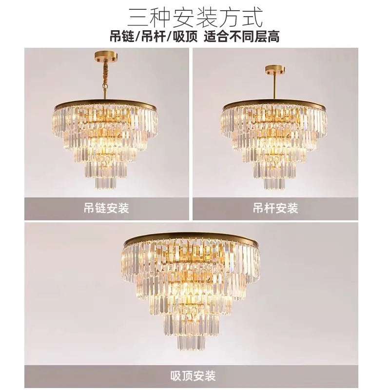 Afralia™ Gold LED Crystal Ceiling Light: Luxury Home Decor Fixture