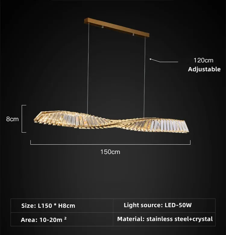 Afralia™ Spiral Crystal Chandelier Pendant Light for Kitchen Bar Dining Room