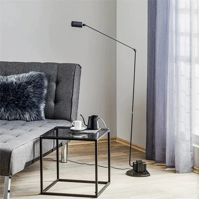 Afralia™ Lumina Adjustable Long Arm Floor Lamp - Industrial Design for Reading and Study Room