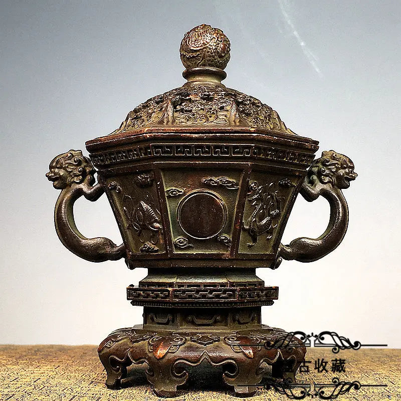 Afralia™ Bronze Sacred Beasts Incense Burner Set