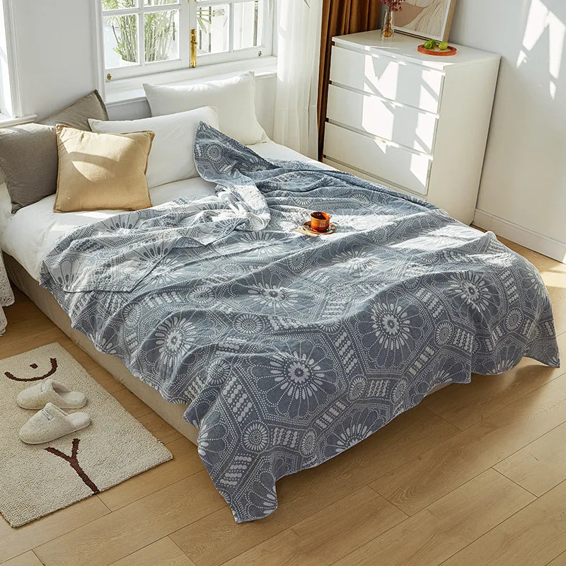 Afralia™ Nordic Cotton Gauze Throw Blanket for Sofa Bed, Boho Style Comforter Plaid