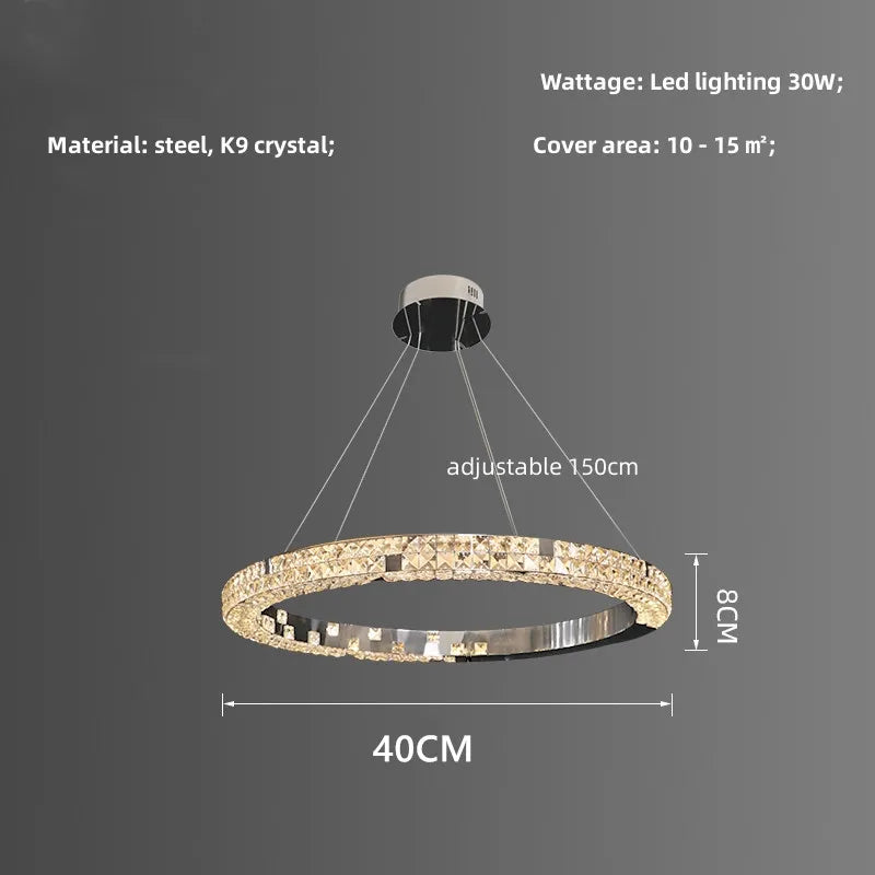Afralia™ Luxury Crystal Pendant Chandelier with LED Lights for Dining, Bedroom, and Living Room