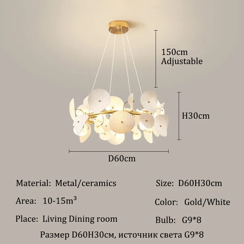 Afralia™ Luxury Ceramics Pendant Ceiling Chandelier LED Dining Table Light