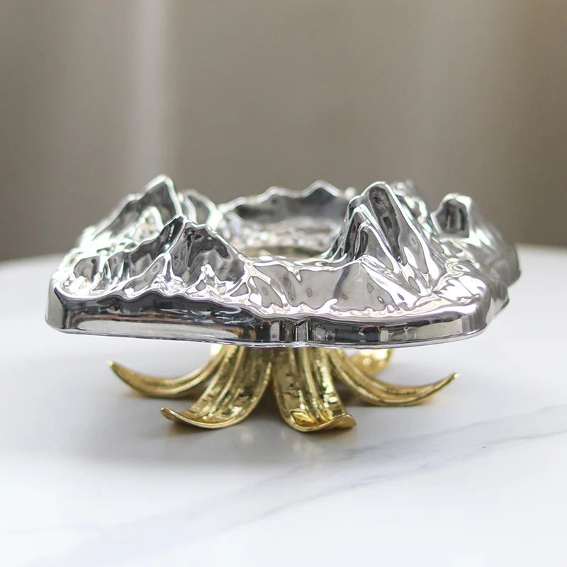 Afralia™ High-Leg Iceberg Tray Desktop Organizer Decor Ashtray Candy Plate