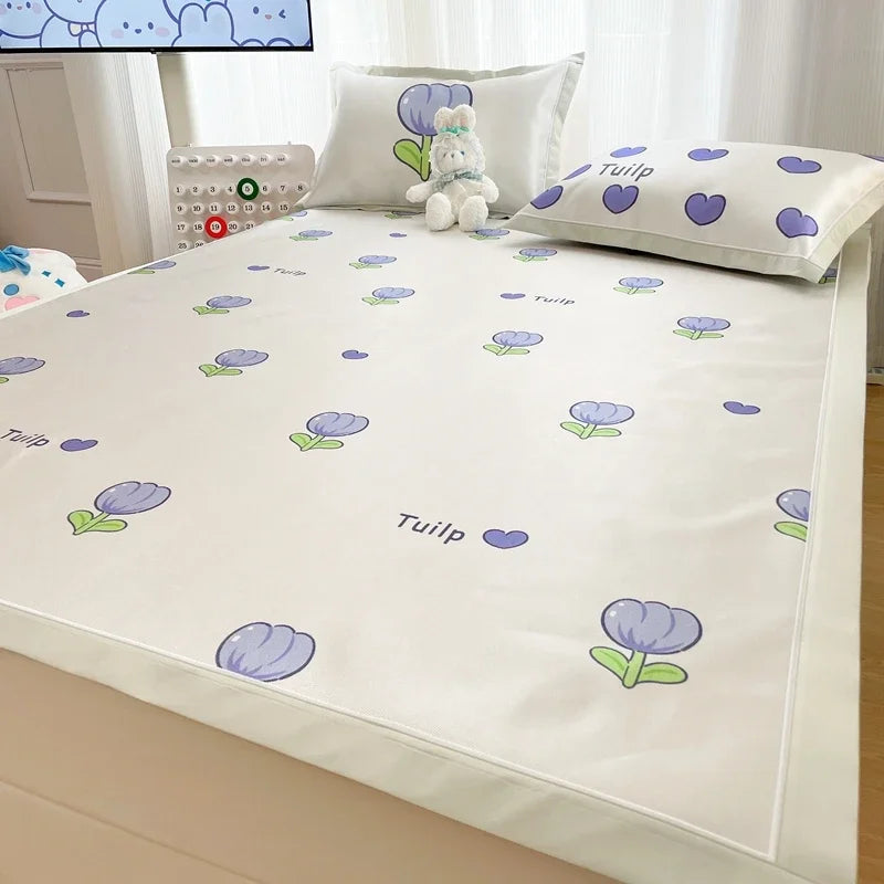 Afralia™ Luxury Ice Silk Cooling Mat & Pillowcase Set for Queen Bed
