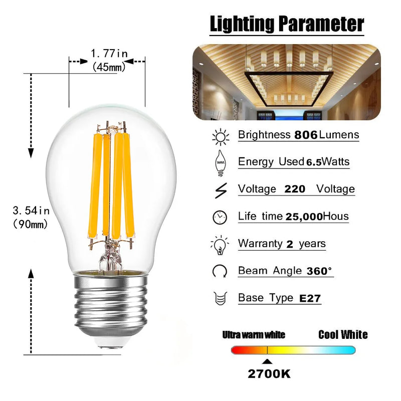 Afralia™ Retro LED Filament Globe Bulbs E27 6.5W Ultra Bright 806lm Glass Decor Bulb