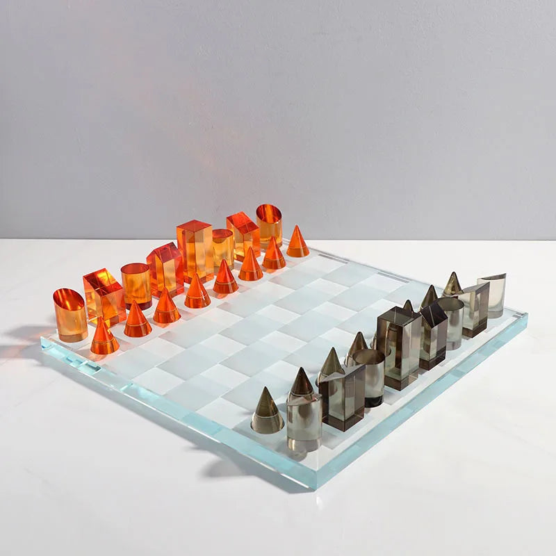 Afralia™ Geometric Crystal Chessboard: Transparent Chess Set Home Decor & Figurines