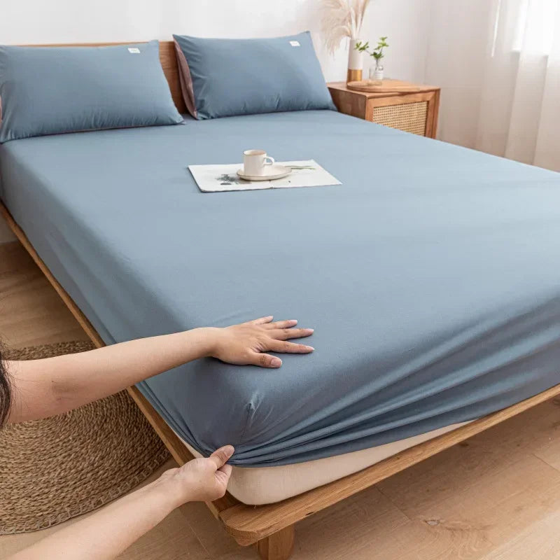 Afralia™ Cotton Fitted Sheet with Elastic Bands for Single Double King Queen Bed