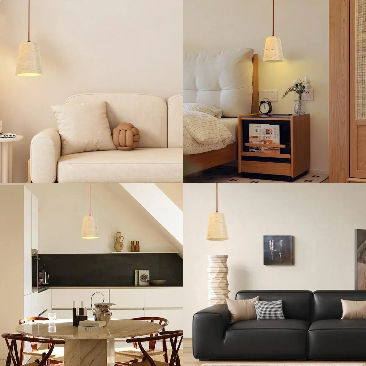Afralia™ Yellow Travertine Stone LED Pendant Lamp for Dining Living Room
