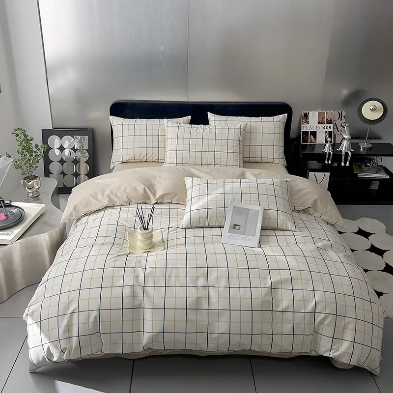 Afralia™ 100% Cotton Geometric Printed Bed Set - Single Queen Size Bedding