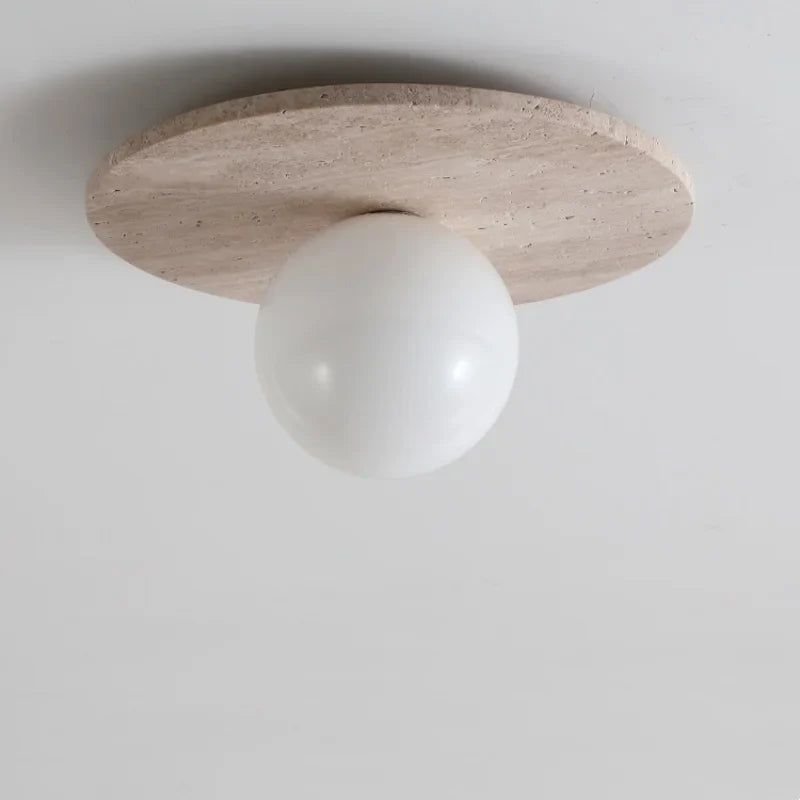 Afralia™ White Glass Ball LED Ceiling Lights Modern Yellow Cave Stone Home Decor