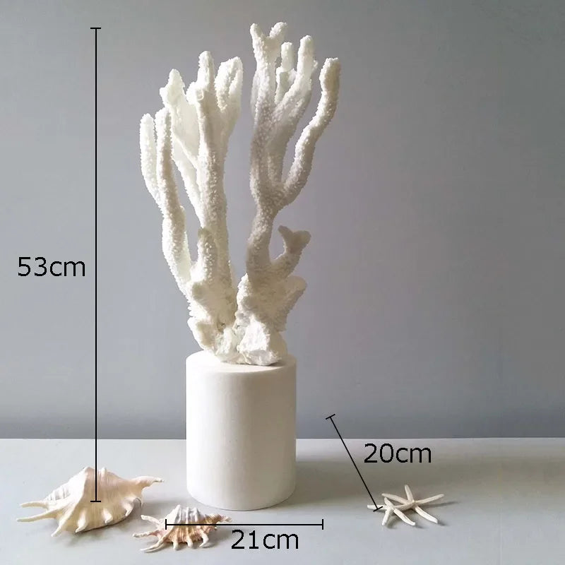Afralia™ White Coral Resin Sculpture Modern Desk Decor Art Crafts Ornament