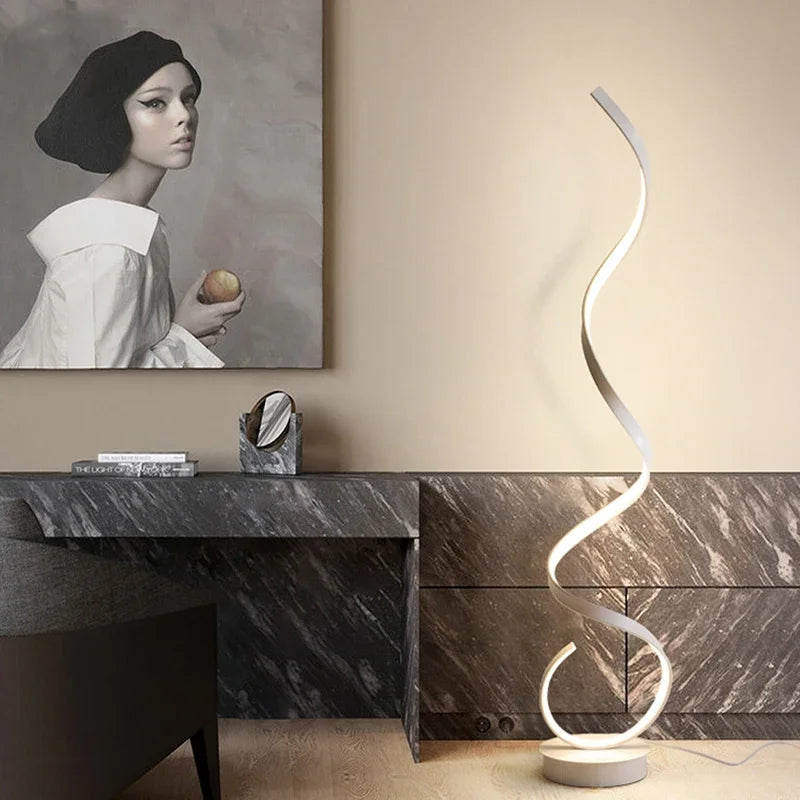 Afralia™ Curved Line LED Floor Lamp - Minimalist Iron Design for Bedroom, Living Room