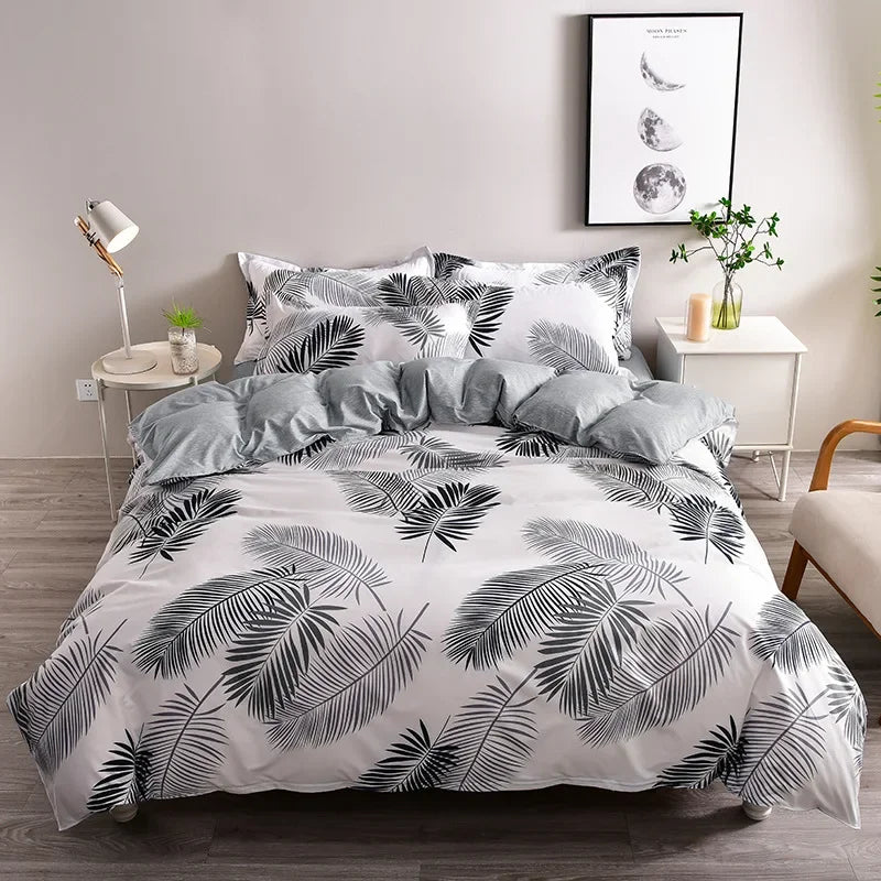 Afralia™ Plant Print Bedding Set: Skin-Friendly Duvet Cover & Bedsheet for All Seasons