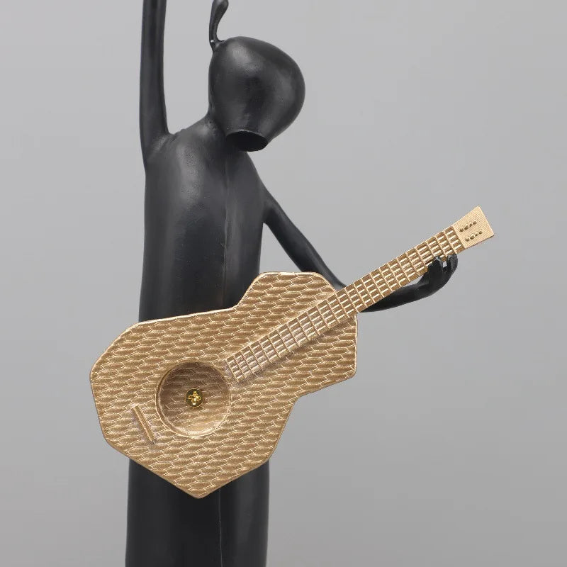 Abstract Guitarist Resin Sculptures by Afralia™: Musical Instrument Decor for Home