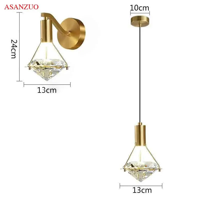 Afralia™ Crystal Diamond LED Wall Sconce for Luxury Home Decor Lighting