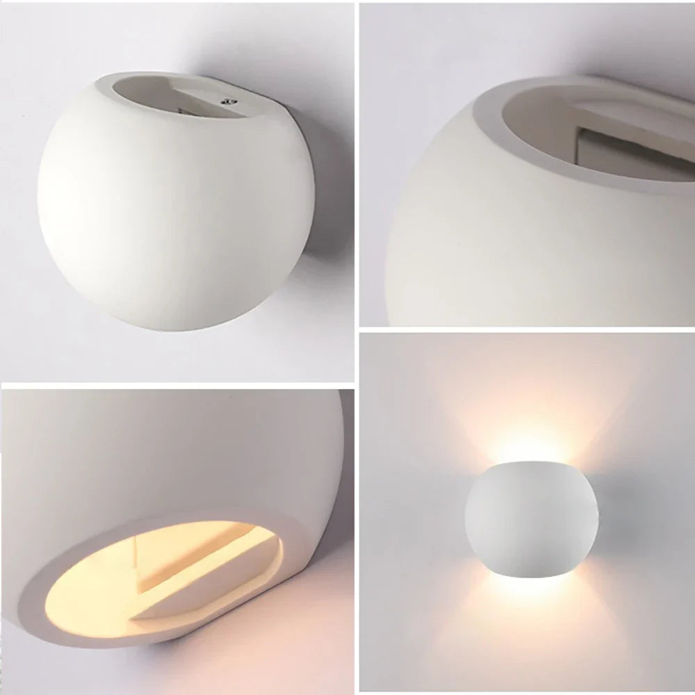 Afralia™ Gypsum LED Wall Lamp 5W Modern Creative Sconces Living Room Bedroom Lighting