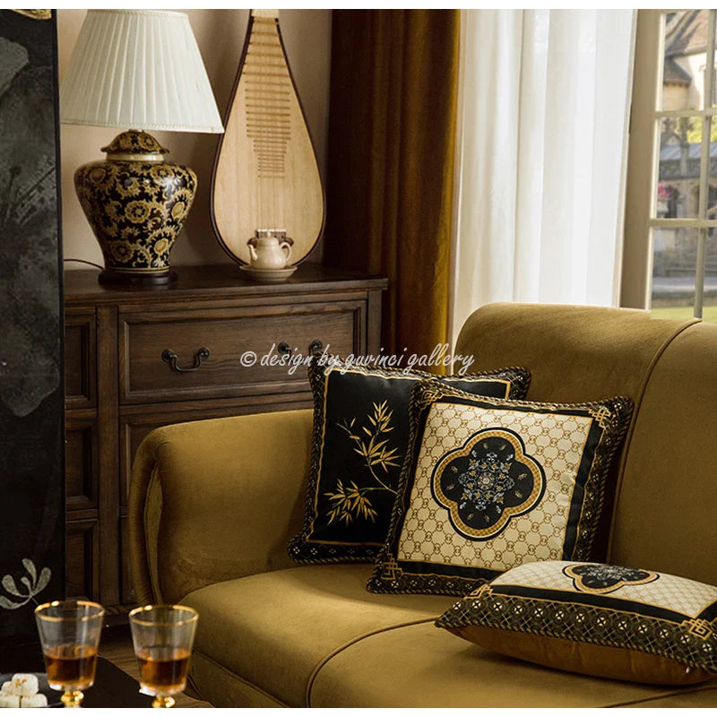 Afralia™ Luxury Cushion Cover: Black Gold Geometry Decorative Pillowcase