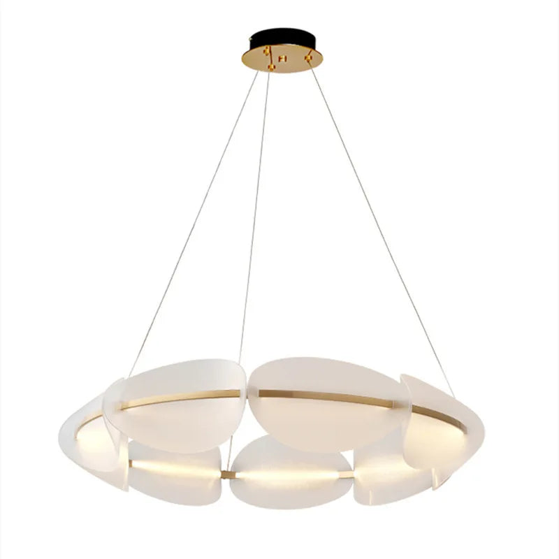 Afralia™ Gold Ring White Acrylic Pendant Light for Parlor Dining Room