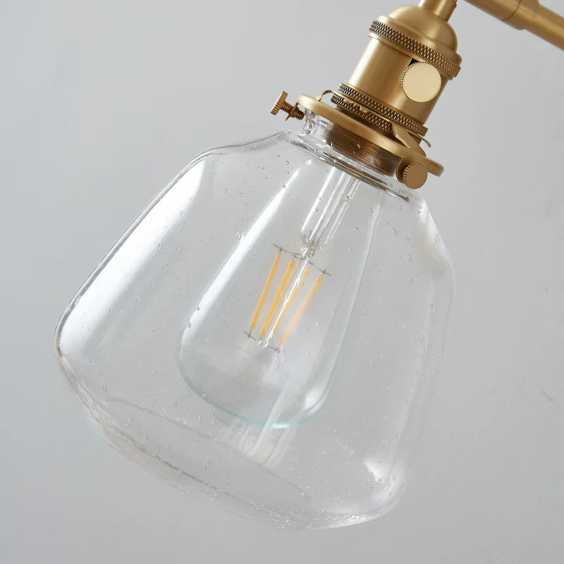 Afralia™ Clear Glass LED Wall Sconce with Pull Chain, Rotating Copper Socket