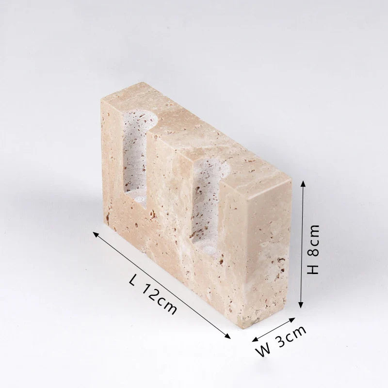 Afralia™ Travertine Stone Candlestick Holder - Elegant Table Centerpiece