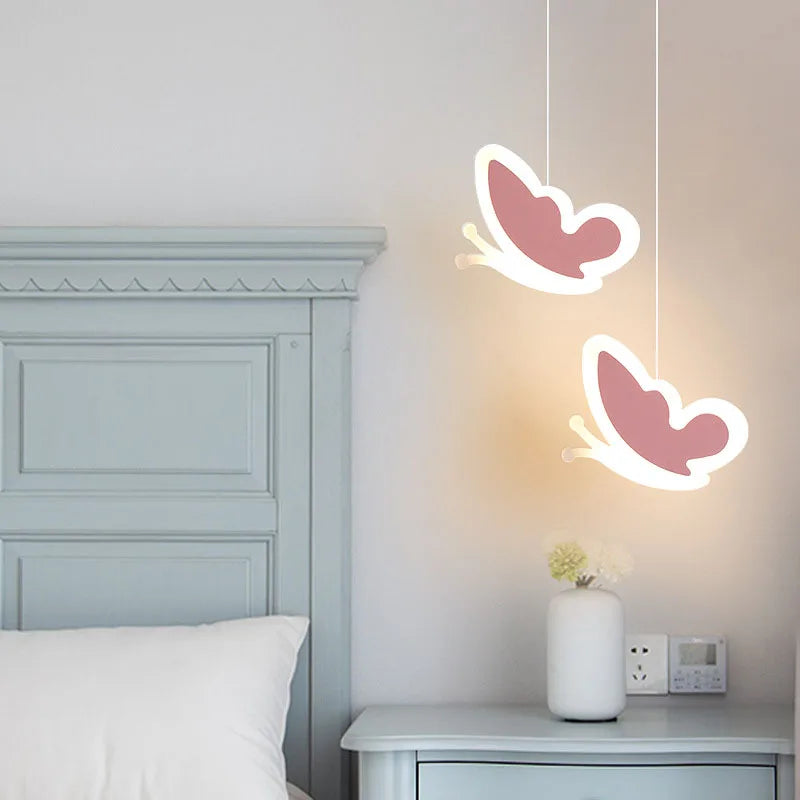 Afralia™ Heart Blossom Butterfly LED Chandelier for Children's Room